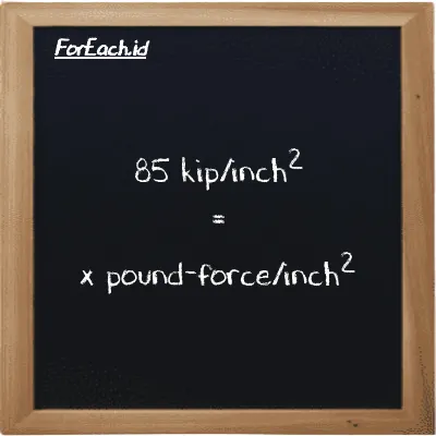 Example kip/inch<sup>2</sup> to pound-force/inch<sup>2</sup> conversion (85 ksi to lbf/in<sup>2</sup>)
